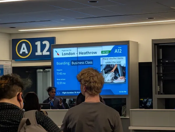 Waiting to Board the Flight! (We did NOT fly business class)