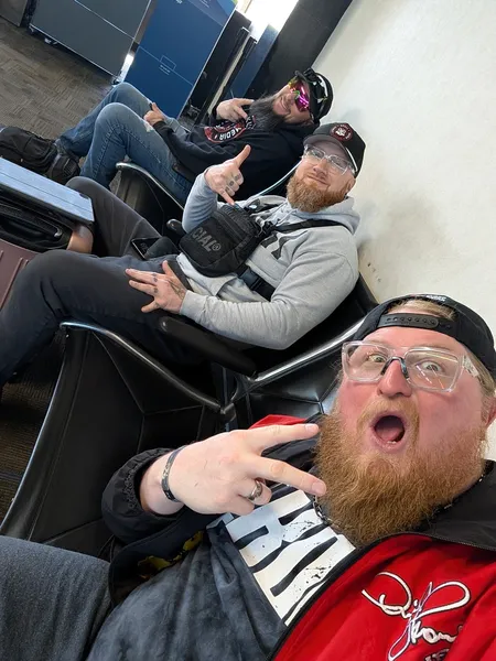 Waiting for our flight from Omaha to Charlotte!